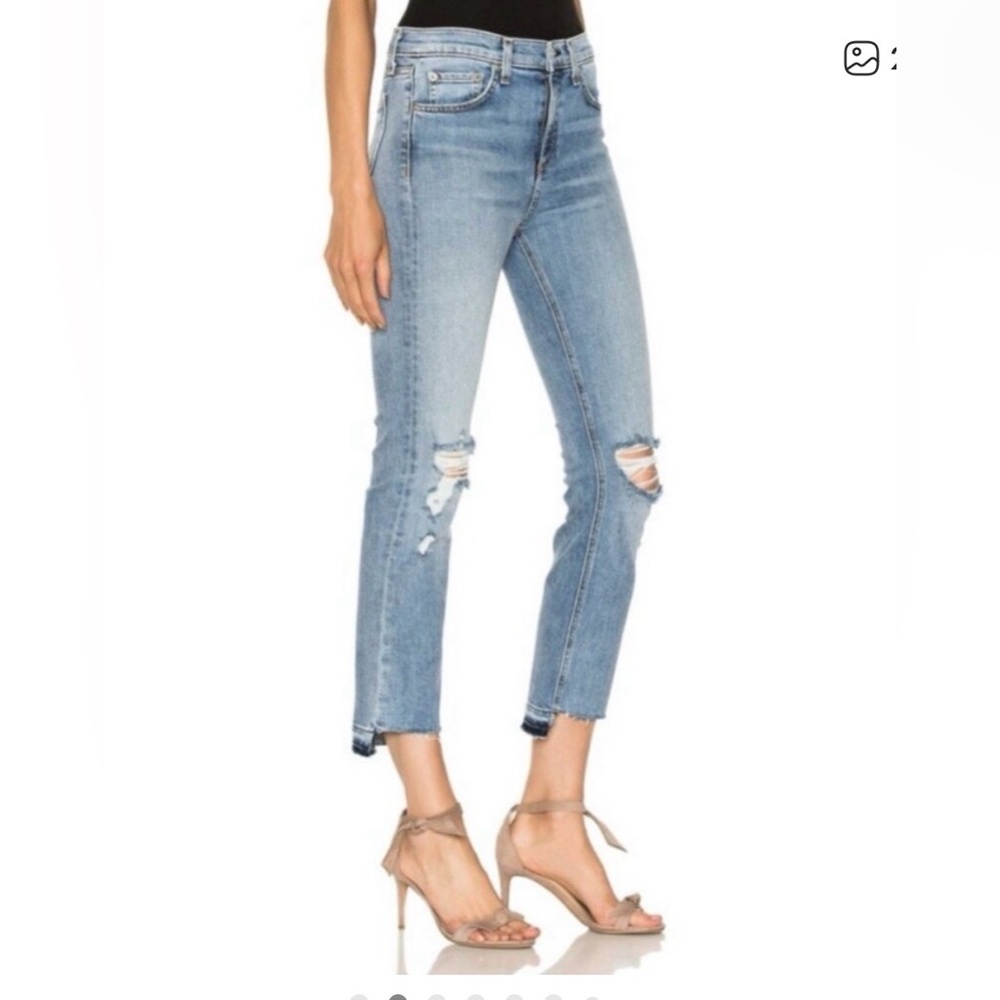 Rag & Bone. 10” Stove Pipe-Step Hem-Distressed Jean. Prospector Wash. Size 28.